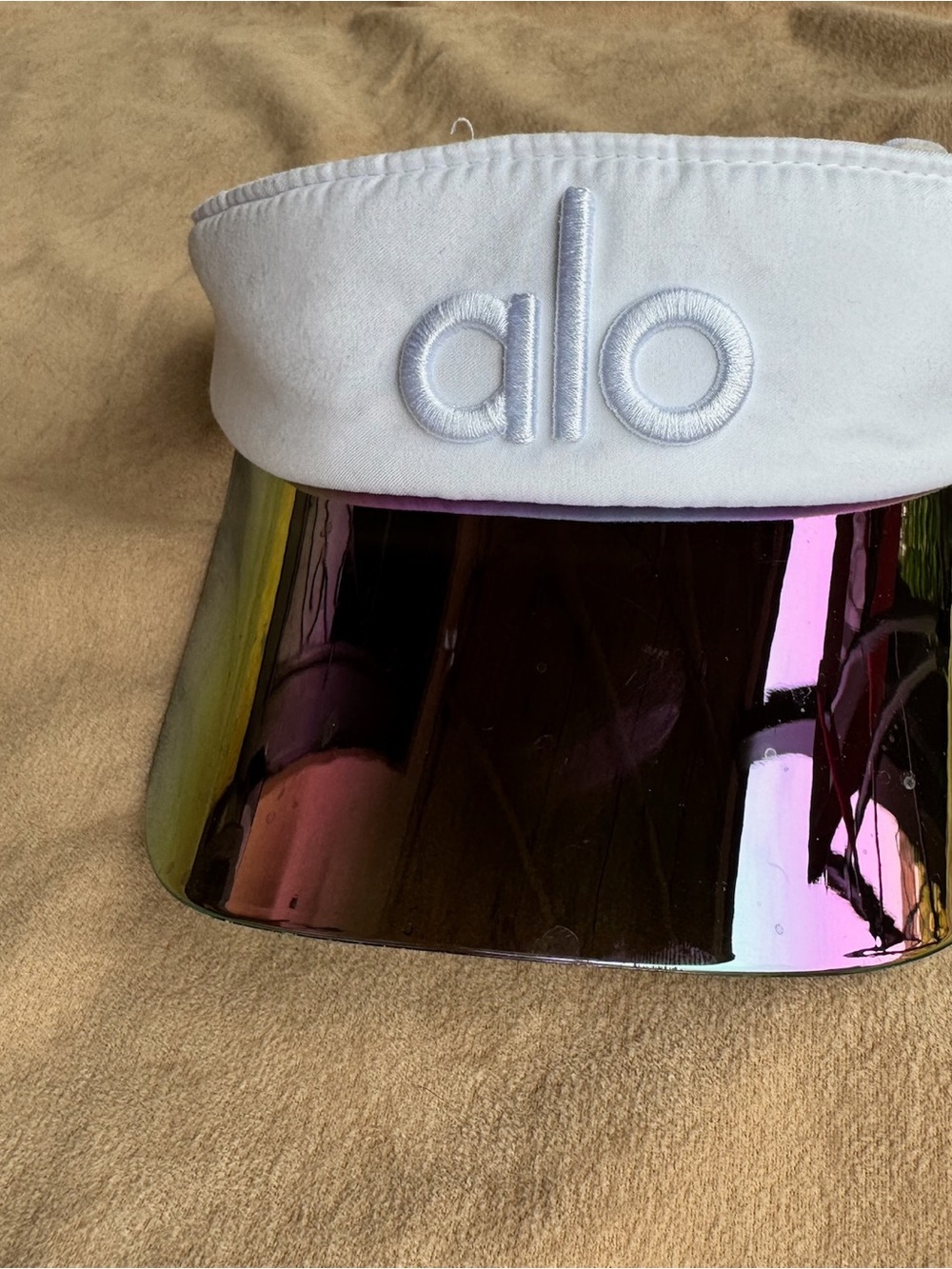 ALO Yoga Kids White Visor with Iridescent Shield